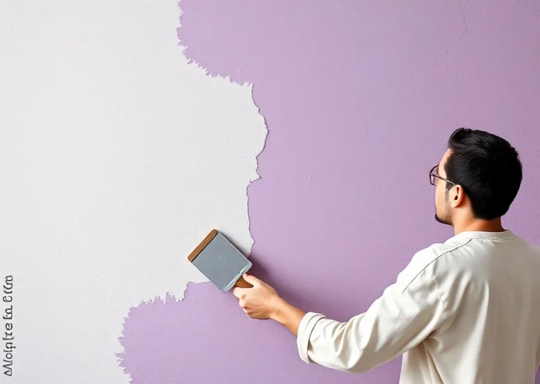 Application d'un enduit décoratif à la lisseuse sur un mur