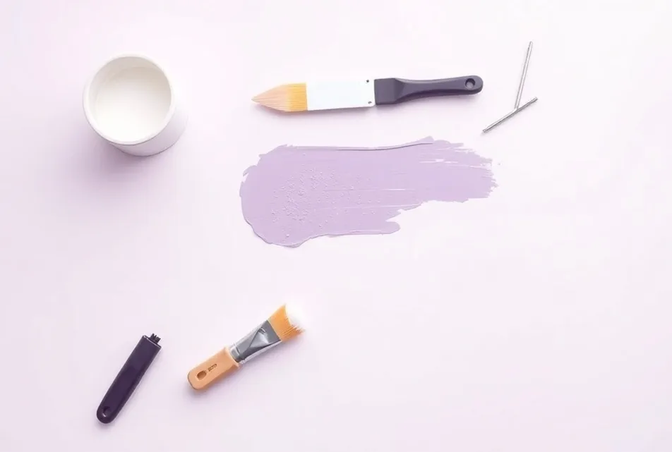 Outils de peinture disposés dans l'ordre des étapes du chantier